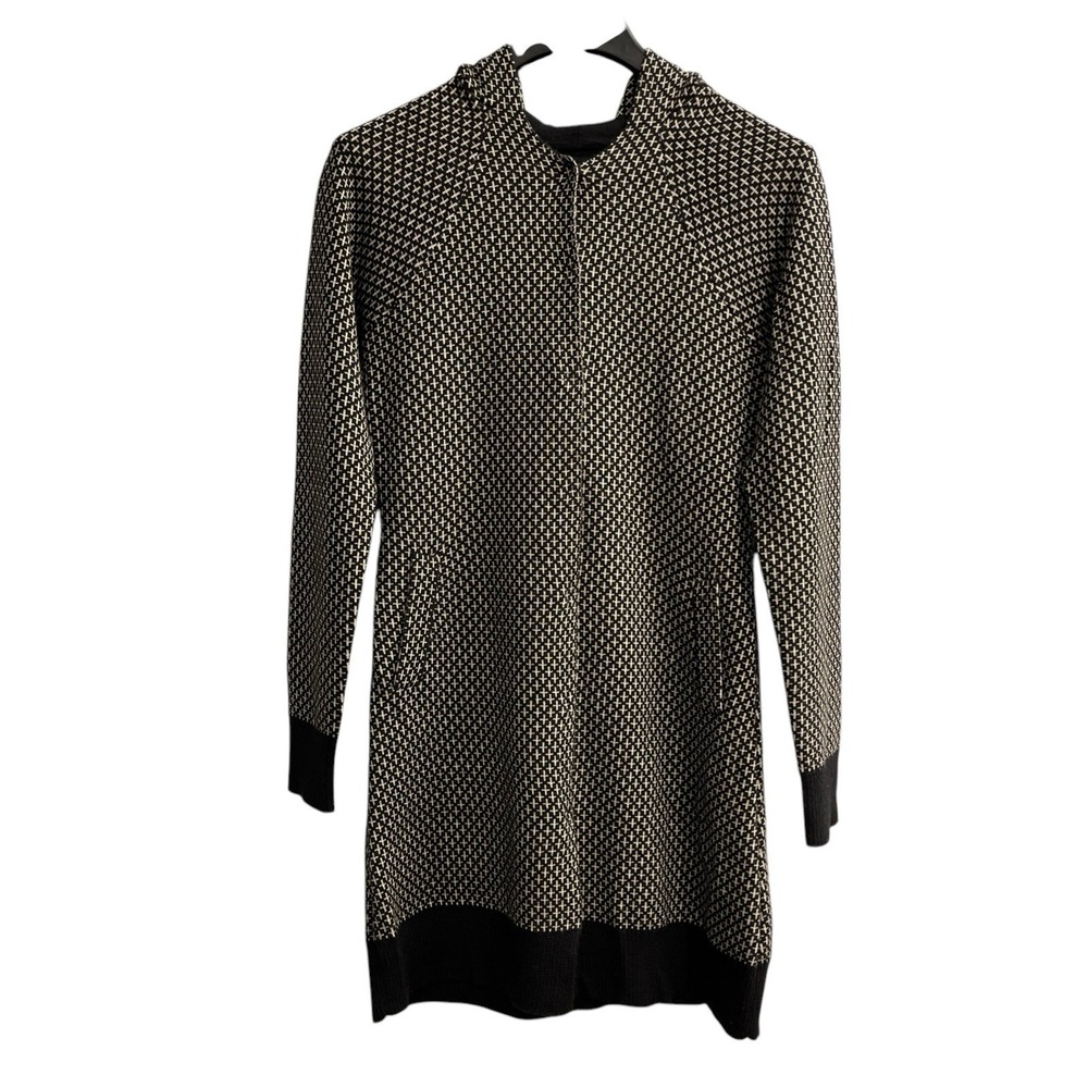 SS San Sans Rosary Sweater Womens S Black Cross Print Wool Blend Long Snap Front